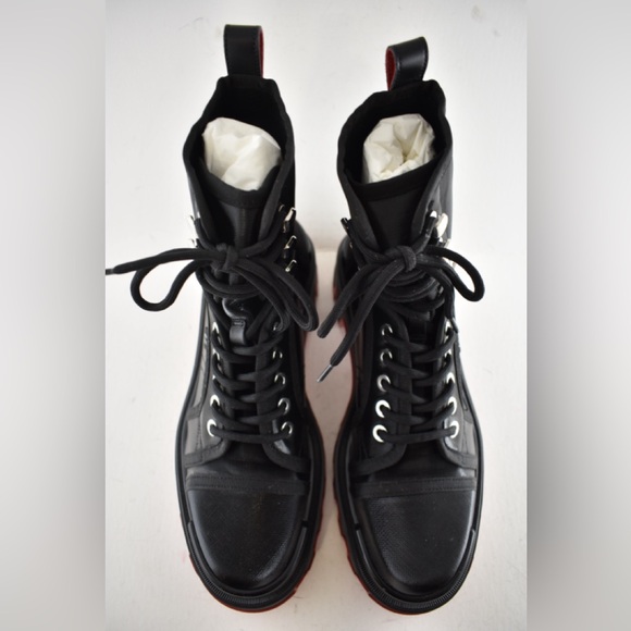 Christian Louboutin Mens Panaroot Dune Flat Black Combat Lace Up Boot 43.5 10.5 - Picture 11 of 16